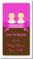 Twin Baby Girls Asian - Custom Rectangle Baby Shower Sticker/Labels