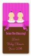 Twin Baby Girls Asian - Custom Rectangle Baby Shower Sticker/Labels thumbnail