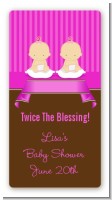 Twin Baby Girls Caucasian - Custom Rectangle Baby Shower Sticker/Labels
