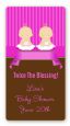 Twin Baby Girls Caucasian - Custom Rectangle Baby Shower Sticker/Labels thumbnail