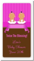 Twin Baby Girls Hispanic - Custom Rectangle Baby Shower Sticker/Labels