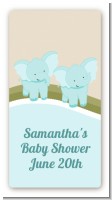 Twin Elephant Boys - Custom Rectangle Baby Shower Sticker/Labels
