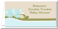 Twin Elephant Boys - Personalized Baby Shower Place Cards