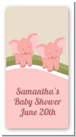 Twin Elephant Girls - Custom Rectangle Baby Shower Sticker/Labels