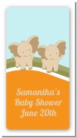 Twin Elephants - Custom Rectangle Baby Shower Sticker/Labels