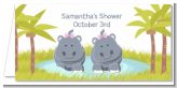 Twin Hippo Girls - Personalized Baby Shower Place Cards