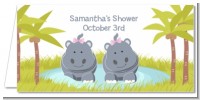 Twin Hippo Girls - Personalized Baby Shower Place Cards