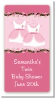 Twin Little Girl Outfits - Custom Rectangle Baby Shower Sticker/Labels