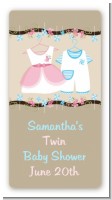 Twin Little Outfits 1 Boy and 1 Girl - Custom Rectangle Baby Shower Sticker/Labels