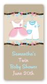 Twin Little Outfits 1 Boy and 1 Girl - Custom Rectangle Baby Shower Sticker/Labels