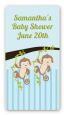 Twin Monkey Boys - Custom Rectangle Baby Shower Sticker/Labels thumbnail