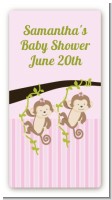 Twin Monkey Girls - Custom Rectangle Baby Shower Sticker/Labels