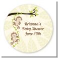 Twin Monkey - Round Personalized Baby Shower Sticker Labels thumbnail