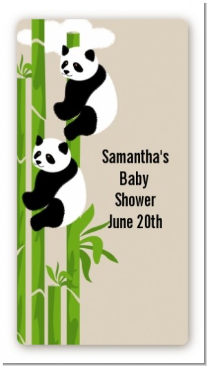 Twin Pandas - Custom Rectangle Baby Shower Sticker/Labels