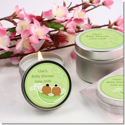 Twins Two Peas in a Pod African American Boy And Girl - Baby Shower Candle Favors