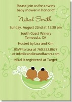 Twins Two Peas in a Pod African American - Baby Shower Invitations