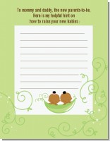 Twins Two Peas in a Pod African American - Baby Shower Notes of Advice