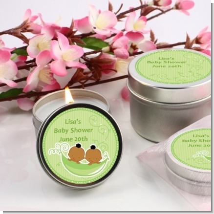 Twins Two Peas in a Pod African American Two Boys - Baby Shower Candle Favors