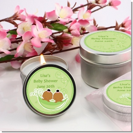 Twins Two Peas in a Pod African American Two Girls - Baby Shower Candle Favors