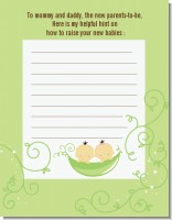 Twins Two Peas in a Pod Asian - Baby Shower Notes of Advice