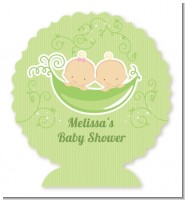 Twins Two Peas in a Pod Caucasian - Personalized Baby Shower Centerpiece Stand