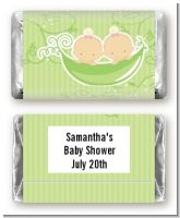 Twins Two Peas in a Pod Caucasian Two Girls - Personalized Baby Shower Mini Candy Bar Wrappers