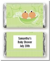 Twins Two Peas in a Pod Hispanic Two Girls - Personalized Baby Shower Mini Candy Bar Wrappers