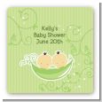 Twins Two Peas in a Pod Asian - Square Personalized Baby Shower Sticker Labels thumbnail