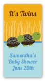 Twin Turtle Boys - Custom Rectangle Baby Shower Sticker/Labels