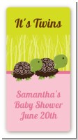 Twin Turtle Girls - Custom Rectangle Baby Shower Sticker/Labels