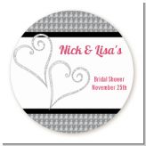 Hearts - Round Personalized Bridal Shower Sticker Labels