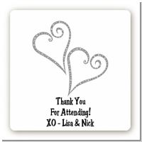 Hearts - Square Personalized Bridal Shower Sticker Labels