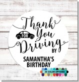 Thank You For Driving - Round Personalized Birthday Party Sticker Labels