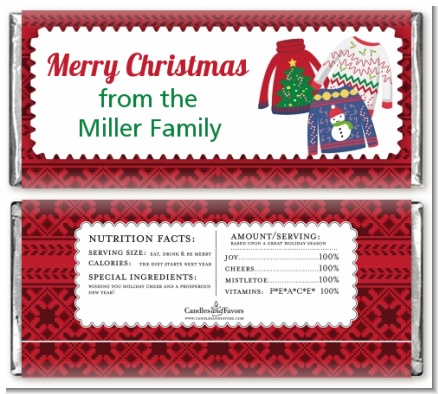 Ugly Sweater - Personalized Christmas Candy Bar Wrappers