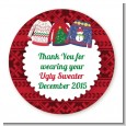 Ugly Sweater - Round Personalized Christmas Sticker Labels thumbnail