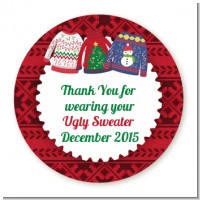 Ugly Sweater - Round Personalized Christmas Sticker Labels