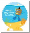 Under the Sea African American Baby Boy Snorkeling - Personalized Baby Shower Centerpiece Stand thumbnail
