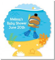 Under the Sea African American Baby Boy Snorkeling - Personalized Baby Shower Centerpiece Stand