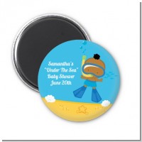 Under the Sea African American Baby Boy Snorkeling - Personalized Baby Shower Magnet Favors
