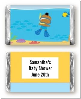 Under the Sea African American Baby Boy Snorkeling - Personalized Baby Shower Mini Candy Bar Wrappers