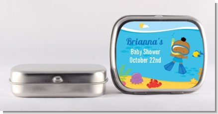 Under the Sea African American Baby Boy Snorkeling - Personalized Baby Shower Mint Tins