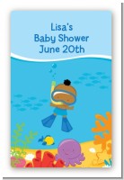 Under the Sea African American Baby Boy Snorkeling - Custom Large Rectangle Baby Shower Sticker/Labels