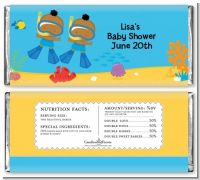 Under the Sea African American Baby Boy Twins Snorkeling - Personalized Baby Shower Candy Bar Wrappers