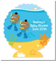 Under the Sea African American Baby Boy Twins Snorkeling - Personalized Baby Shower Centerpiece Stand