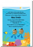 Under the Sea African American Baby Boy Twins Snorkeling - Baby Shower Petite Invitations