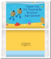 Under the Sea African American Baby Boy Twins Snorkeling - Personalized Popcorn Wrapper Baby Shower Favors