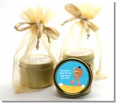 Under the Sea African American Baby Girl Snorkeling - Baby Shower Gold Tin Candle Favors