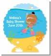 Under the Sea African American Baby Girl Snorkeling - Personalized Baby Shower Centerpiece Stand thumbnail