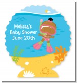 Under the Sea African American Baby Girl Snorkeling - Personalized Baby Shower Centerpiece Stand