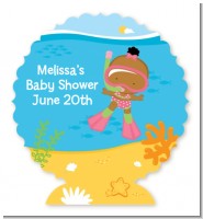 Under the Sea African American Baby Girl Snorkeling - Personalized Baby Shower Centerpiece Stand